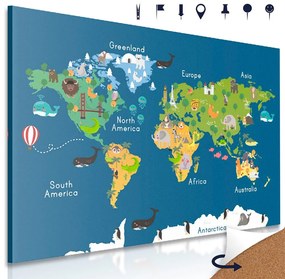 Obraz na korku detská mapa sveta