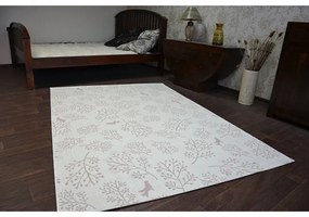 Koberec SIZAL FLAT 48774/526 Lístky vtákov krém ružový