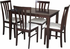 Jedálenský set, wenge/látka krémová, LESLIE NEW 1+4