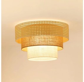Brilagi-Stropné svietidlo CEDAR LUNETA 1xE27/15W/230V pr. 45 ratan/hnedá/krémová BG1133