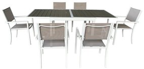 Kondela Záhradný rozkladací stôl, biela oceľ/sivá, DORIO