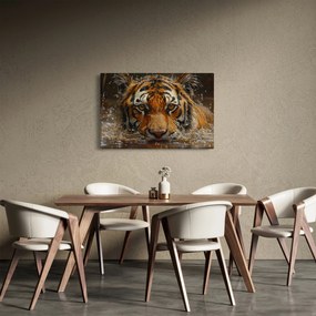 Obraz - Portrét tigra vo vode (90x60 cm)