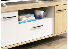 Nábytok do obývačky Gresalto III, Osvetlenie: bez osvetlenia, Farby: čierna / dub biskvitový + čierna