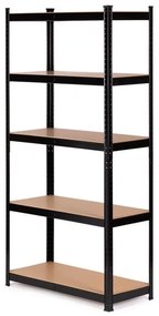 Regál čiernej farby s 5 policami  Hĺbka 30 cm