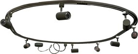 Moderný koľajnicový systém s 8 čiernymi bodovými svetlami, 1-fázový, oválny, 200 cm - Iconic Jeana