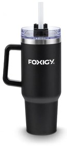Foxigy Termohrnček do auta so slamkou 1200 ml Black