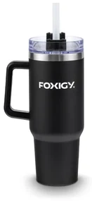 Foxigy Termohrnček do auta so slamkou 1200 ml Black