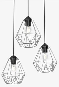 Luster na lanku BERGEN 3xE27/60W/230V čierna/lesklý chróm
