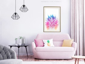 Artgeist Plagát - Colourful Pineapple [Poster] Veľkosť: 20x30, Verzia: Zlatý rám s passe-partout