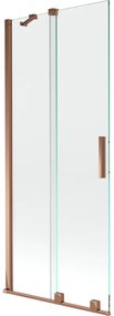 Mexen Velar, 2-krídlová posuvná vaňová zástena 80 x 150 cm, 8mm číre sklo, ružové zlato, 896-080-000-01-60