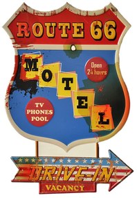 Nástenná kovová ceduľa Motel Route 66 - 43*1*63 cm