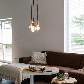 Závesné svietidlo v štýle art deco medené 3-svetlo - Facil