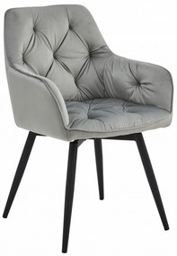 Otočné jedálenské kreslo JORK360 VELVET, svetlosivé