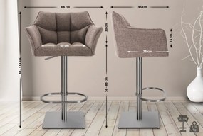 Barová stolička Damas E1 - látka, nerezový rám - Sivo-hnedá (Taupe)