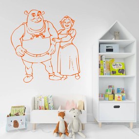 Veselá Stena Samolepka na stenu na stenu Shrek a Fiona Farba: černá