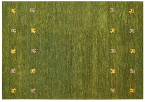 Vlnený koberec gabbeh 160 x 230 cm zelený YULAFI Beliani