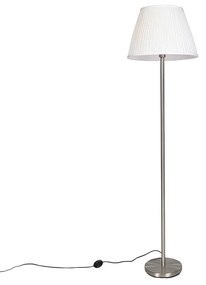 Moderná stojaca lampa oceľová s bielym plisovaným tienidlom 45 cm - Simplo