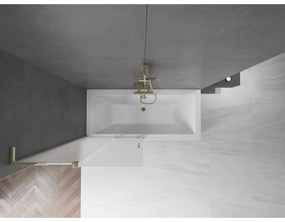 Mexen Velar L, 2-krídlová posuvná vaňová zástena 90 x 150 cm, 8mm sklo námraza, zlatá lesklá, 896-090-003-31-50