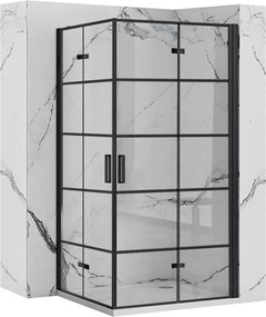 Štvorcový sprchovací kút REA MOLIER BLACK DOUBLE 80x80 cm, čierny/transparent - bez vaničky