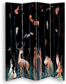 Gario Paraván Tmavý les a lesné zvieratká Rozmery: 145 x 170 cm, Prevedenie: Otočný paraván 360°