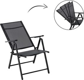 CH Polohovateľná záhradná oceľová stolička Glam - čierna