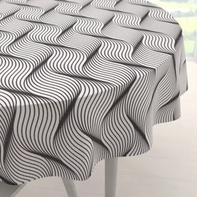 Biante Dekoračný okrúhly obrus PML-042 Čierno-biele vlnenie Ø 110 cm