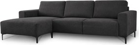 Antracitová ženilková rohová pohovka (ľavý roh/s leňoškou) Fabian – Scandic