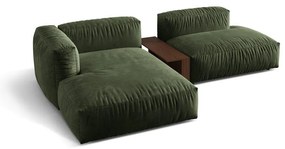 Zelená zamatová modulárna rohová pohovka (ľavý roh/s leňoškou) Martina – Micadoni