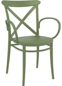 CROSS XL záhradná stolička s podrúčkami olive green