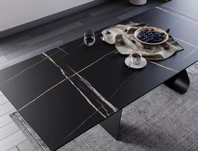Jedálenský rozkladací stôl Diuna 160/240 cm keramika čierny mramor/čierny