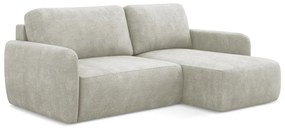 Krémová ženilková rozkladacia/s úložným priestorom rohová pohovka (pravý roh/s leňoškou) Lilo – Makamii