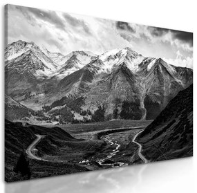 Obraz čiernobiela panoráma hôr