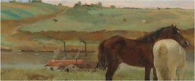 Obraz - Edgar Degas, Horses in a Meadow, reprodukcia (120x50 cm)