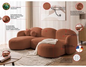 Terakotová rohová pohovka z textílie buklé (do tvaru "U") Orbit – Ropez