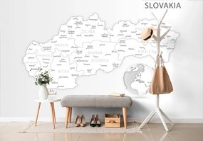 Samolepiaca tapeta podrobná mapa Slovenska v čiernobielom prevedení