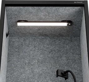 Akustická kabína SALLY MentalBox 600 mm – čierny korpus, sivé sedadlo