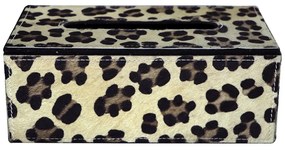 Kožený zásobník na papierové vreckovky Leopard - 25*14*9 cm