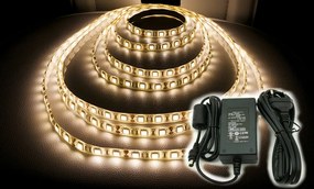 ECOLIGHT LED pásik - SMD 5050 - 5m - 300/5m - 14,4 W/m - teplá biela + konektor a zdroj