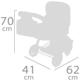 DeCuevas 80586 Skladací kočík pre bábiky 3 v 1 s taškou FUNNY 2023 - 70 cm