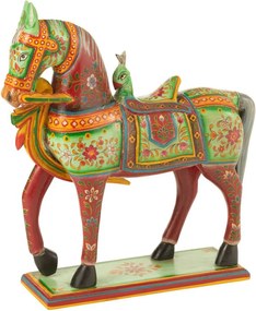 Drevená farebná dekorácia kôň Mumbai Mango wood - 55*15*58 cm