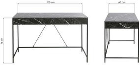 Psací stůl CARINI 120 cm černý mramor