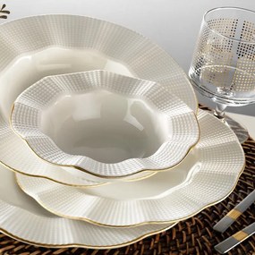 Porcelánová sada 24 ks talířů Creamy Gold bílá/zlatá