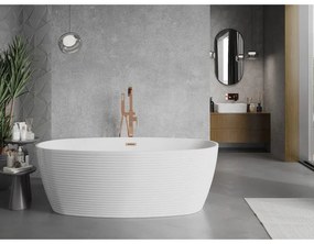 Mexen Lira, voľne stojaca vaňa, vzor, 170 × 80 cm, biela lesklá, ružové zlato prepad, 52831708000-60