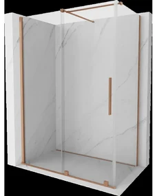 Mexen Velar sprchová kabína, posuvné dvere 140 x 80 cm, Priehľadné, kefovaná meď - 871-140-080-01-65