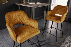 Nemecko -  Elegantná barová stolička PARIS horčicovo žltá zamat