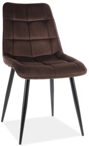 Stolička POSH hnedá (látka Bluvel 48) - moderná, čalúnená, zamatová, do obývačky, jedálne