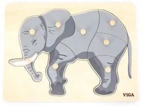Viga Detské drevené puzzle s úchytmi Montessori Viga Slon