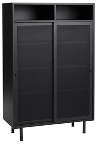Čierna kovová skrinka s posuvnými dverami 90x140x40 cm Veep – Unique Furniture