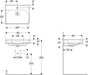 Geberit 501.732.00.1 - Závesné umývadlo Smyle Square 60x48 cm keramika/biela