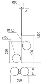 Redo 01-2625 - Luster na lanku NIVA 2xE14/28W/230V